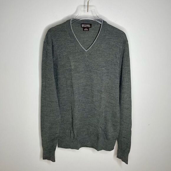 Michael‎ Kors Men's Size M Medium Pullover Sweater V-neck Soft Acrylic Gray Soft - Picture 1 of 5